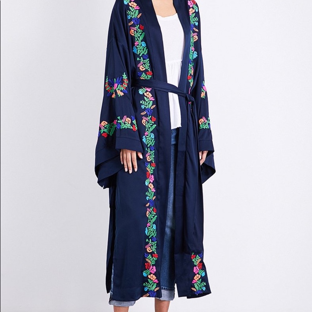 Free people floral embroidered robe